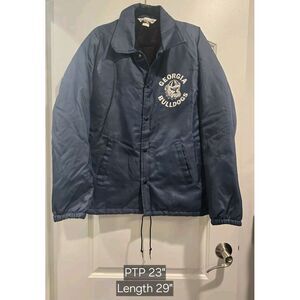 Vintage Chalk Line Satin Jacket Fleece Lined Snap Buttons Sz M Georgia Bulldogs